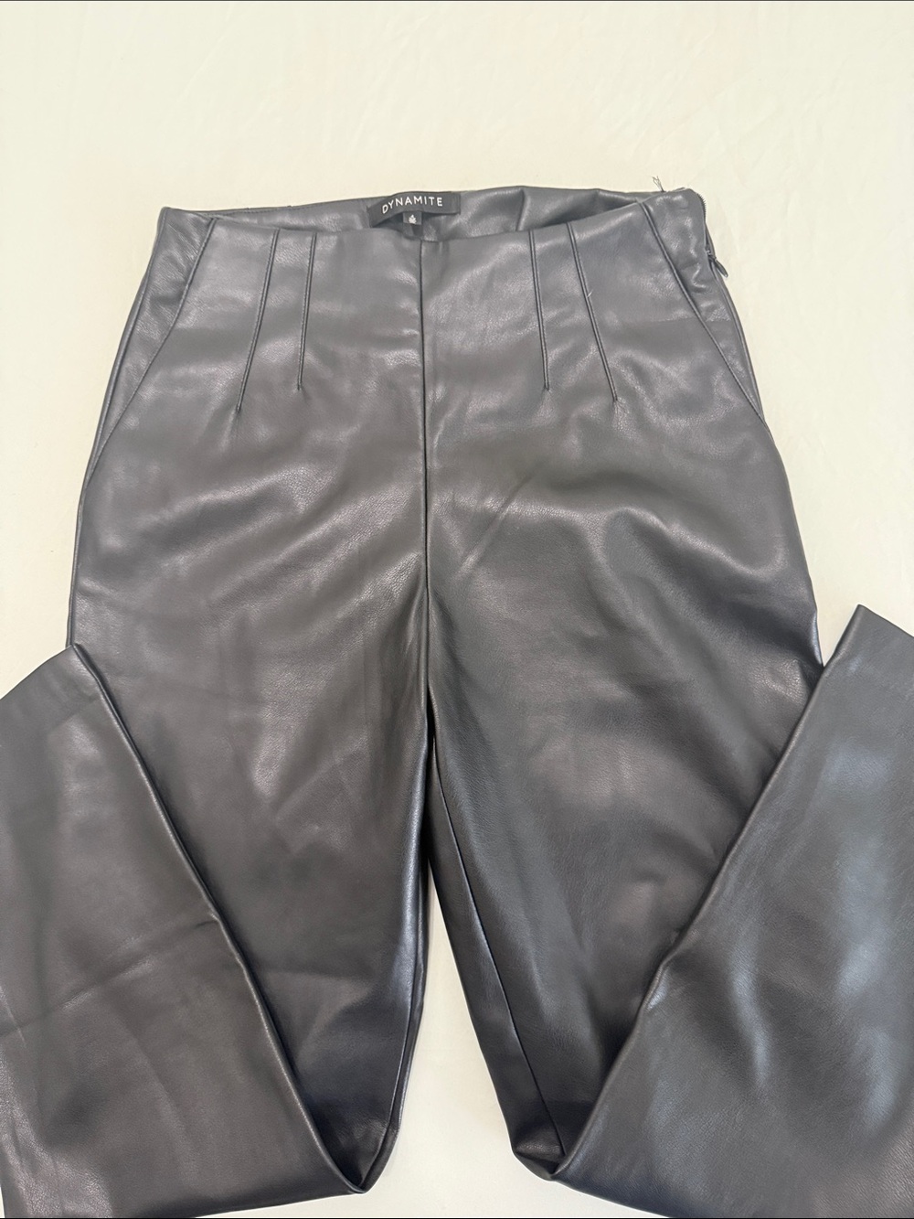 Dynamite Black Faux Leather Straight-Leg Pants